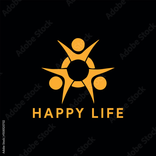 healthy happy life logo design vector