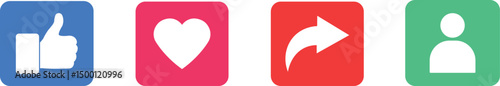 Social media like, share and follow icons