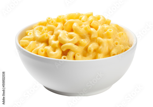 Creamy macaroni and cheese in a bowl isolated on a white background, Png Transparent Background