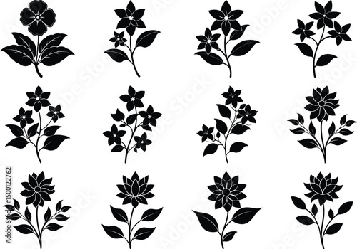 Flower Vector Silhouette Bundle Spiritual Elegant Floral Set