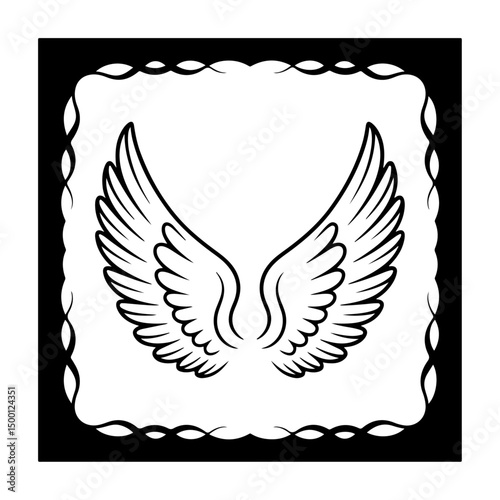 Black Tribal Feather Wings with Artistic Edge