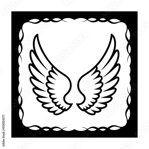 Black Tribal Feather Wings with Artistic Edge