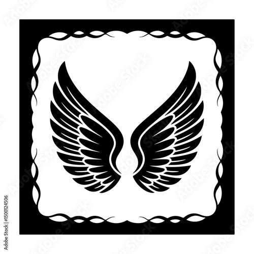 Dark Angel Wings with Stylish Curved Border