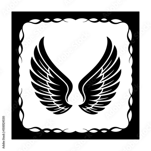 Dark Angel Wings with Stylish Curved Border