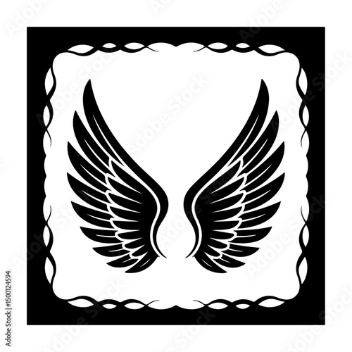 Dark Angel Wings with Stylish Curved Border