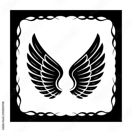 Heavenly Angel Wings Tattoo Vector Template