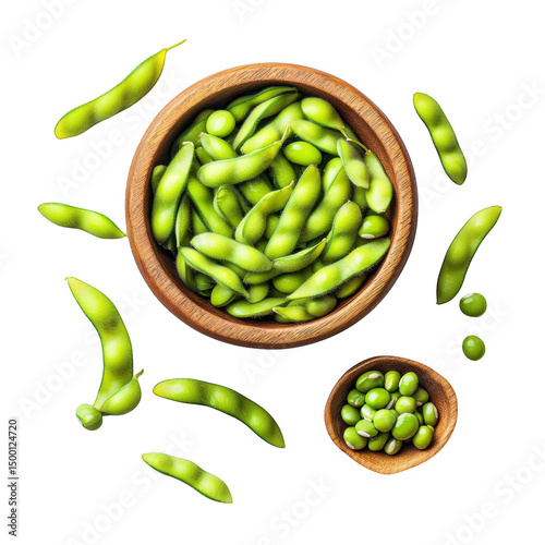 Wallpaper Mural Soybeans in wooden bowls seen from above on transparent background Torontodigital.ca