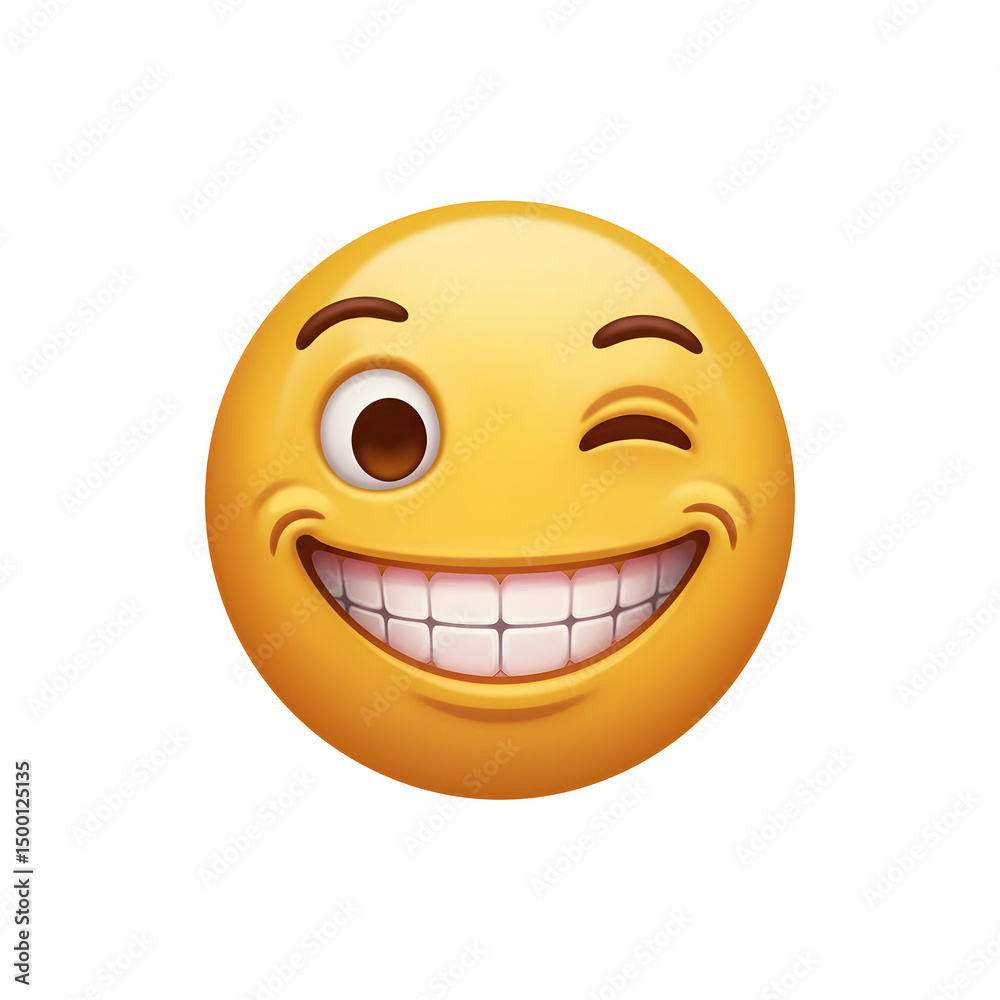 Fototapeta premium Grinning emoji with wide teeth