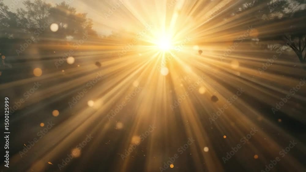 Hazy sunlight burst with flared edges and golden light overlays