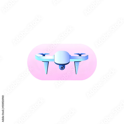 Realistic drone 3D icon in isometric view, modern quadcopter with propellers, high-tech design for aviation, delivery, or surveillance themes. Isolated vector render on transparent background