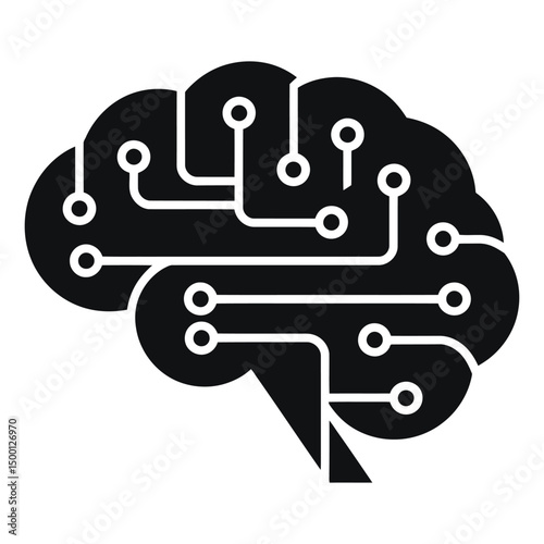 Modern AI Brain Icon for Technology 