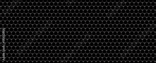 Macro black background texture, Silver or stainless steel hexagon texture seamless pattern for background. Abstract, Art and Close up object concept