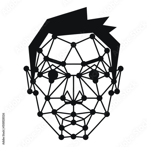 A graphic representation of facial recognition technology.