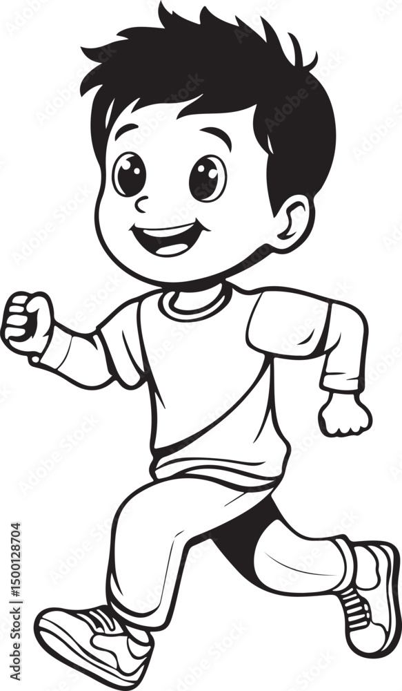 Running Boy Kids Silhouette Vector Illustration on Transparent Background Running Boy Kids Silhouette Vector Illustration on Transparent Background