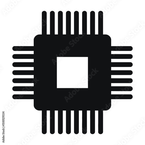 A clean, vector graphic of a microprocessor chip, perfect for representing technology, computer hardware, or electronics.