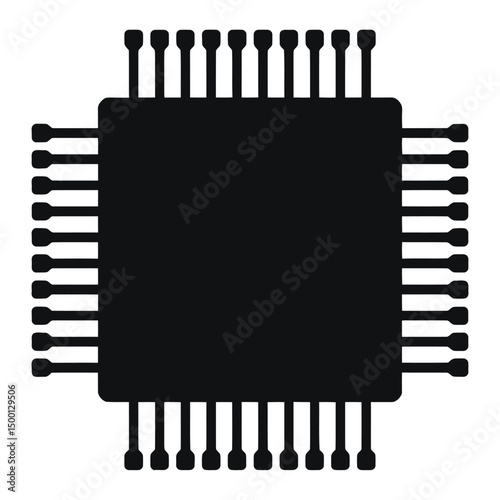 A clean, vector graphic of a microprocessor chip, perfect for representing technology, computer hardware, or electronics.