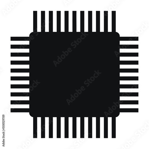 A clean, vector graphic of a microprocessor chip, perfect for representing technology, computer hardware, or electronics.