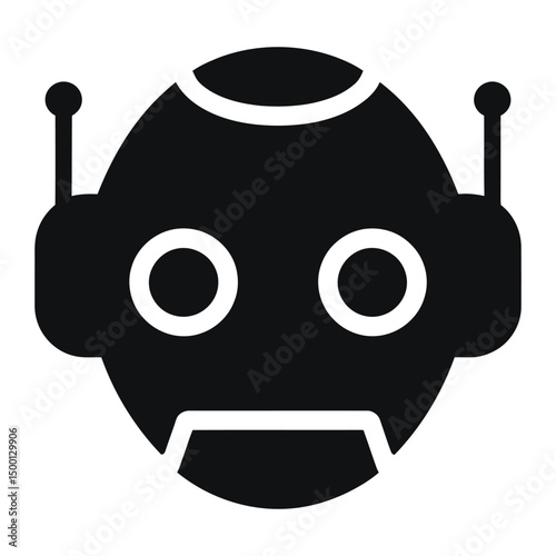 Modern Robot Head Icon, Perfect for Technology