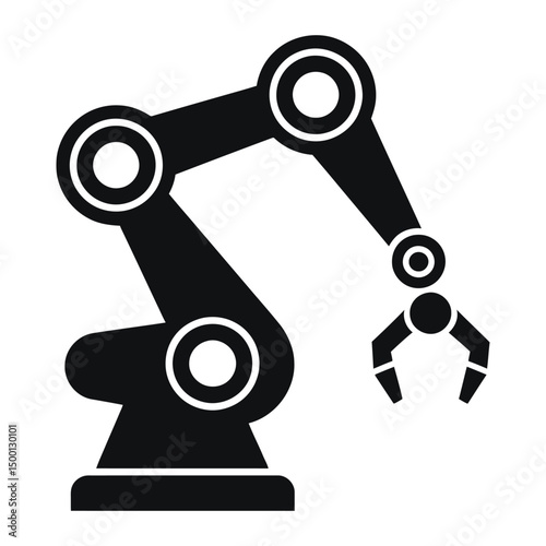 This is a classic, minimalist icon of a robotic arm with a gripper.