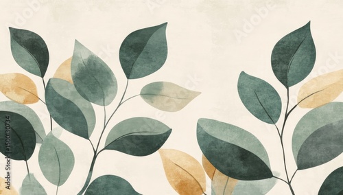 Wallpaper Mural Delicate, muted leaves on branches, pastel tones Torontodigital.ca