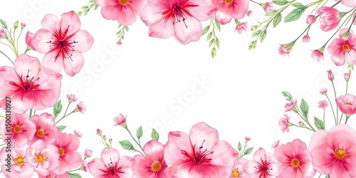 Pink watercolor wildflower bouquet square frame, perfect for backgrounds, wrapping paper, or borders, wildflower bouquet, square frame