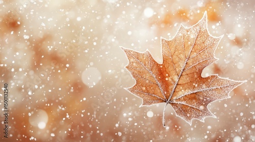 Leaf with snow on it, which is the main subject