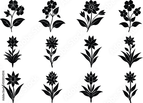Elegant Tuberose and Floral Vector Silhouette Set – Botanical Flower Bundle