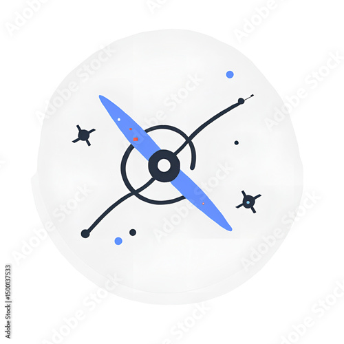 Futuristic modern satellite 3D icon with solar panels and antenna, isometric design symbolizing space communication, global connectivity, and advanced technology. Vector render isolated on transparent
