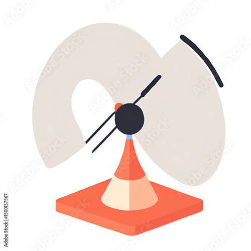 Futuristic modern satellite 3D icon with solar panels and antenna, isometric design symbolizing space communication, global connectivity, and advanced technology. Vector render isolated on transparent