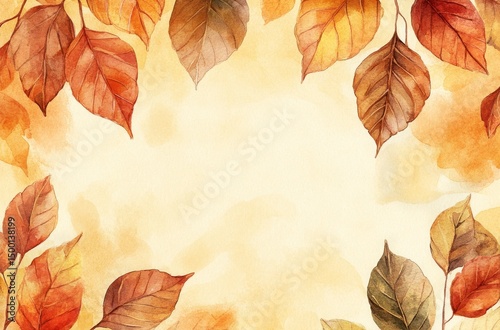 Beautiful Autumn Leaves Framing a Warm, Light Background Perfect for Seasonal Designs and Messages