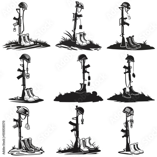 A Collection of Nine Representations of Fallen Soldier Memorials Bundle pack