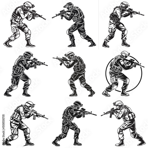 Soldiers in Tactical Gear Ready for Battle Armed To Teeth Bundle pack