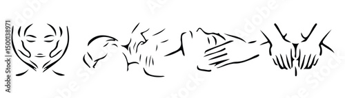 Hot Stone Massage Icon Stock Set