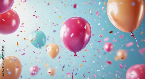 Colorful Balloons and Confetti Create a Festive Atmosphere for Celebrations in a Joyful Setting