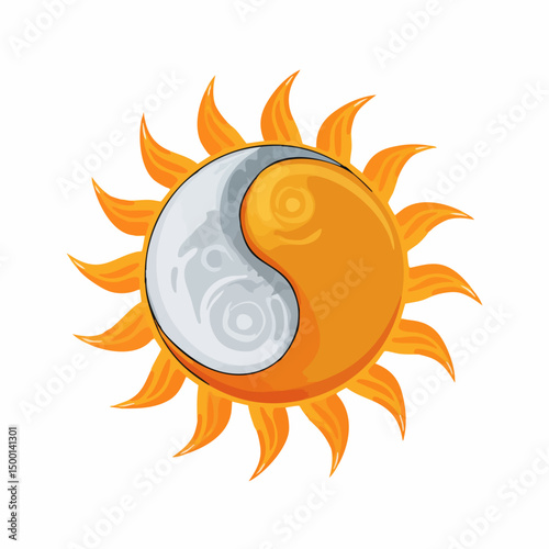 Yin Yang Sun Symbol. Vector image