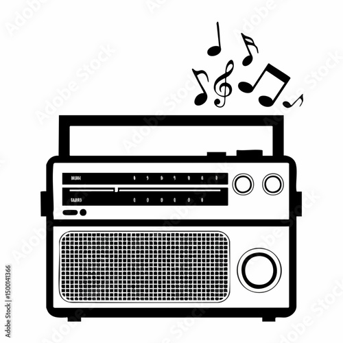 Vintage Radio with Musical NotesVector image