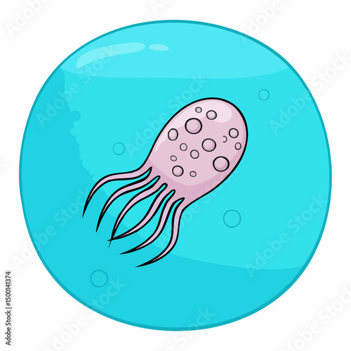Vector illustration Single-celled organism with flagella. Vector image
