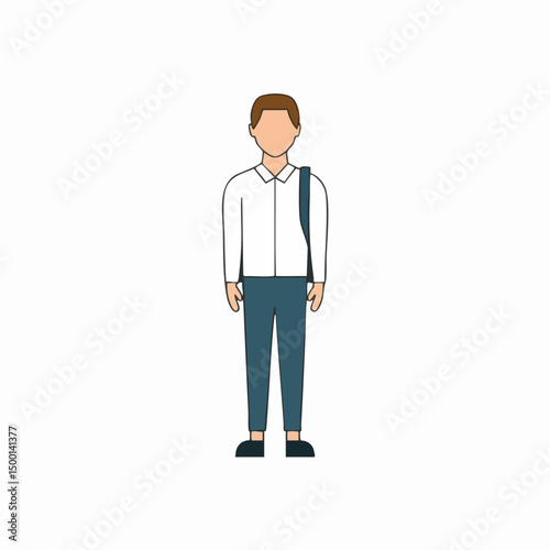 Vector illustration Person with shoulder bag. Vector image