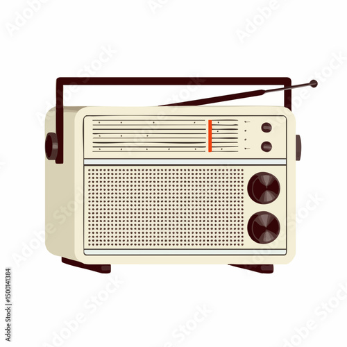 Vintage Portable Radio Vector Illustration. Vector image
