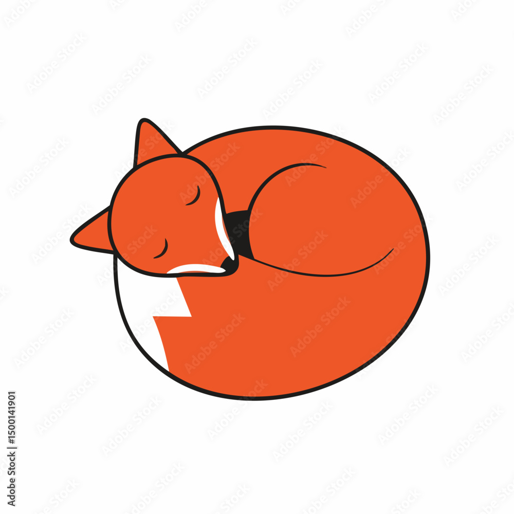 Obraz premium Sleeping Fox Vector Illustration. Vector image