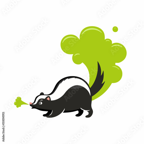 Skunk Spraying Musky Odor. Vector image