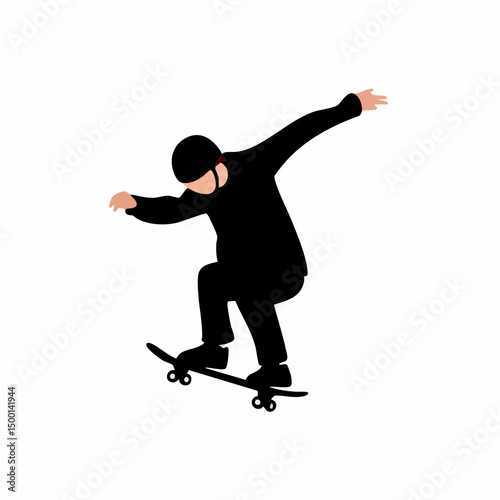Skateboarder performing a trick. Vector image