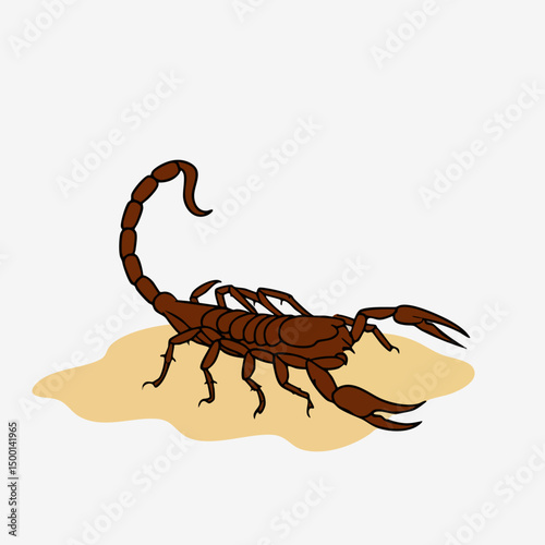 Scorpion on Sand. Vector image