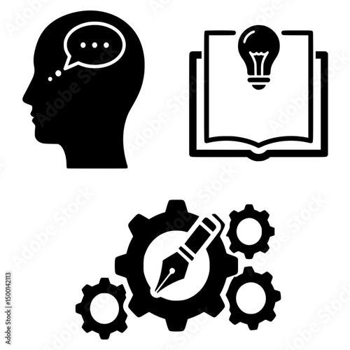Reflective Thought Process Journaling Vector Icon Set