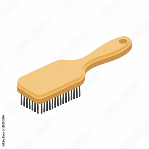 Rectangular Bristle Brush with Wooden HandleVector image