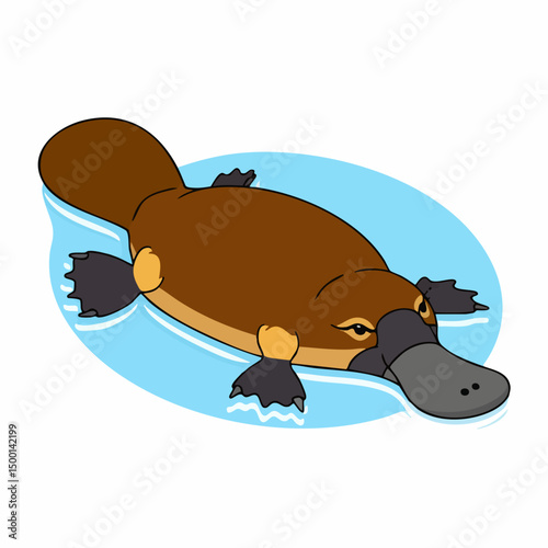 Platypus in Water Vector Illustration. Vector image