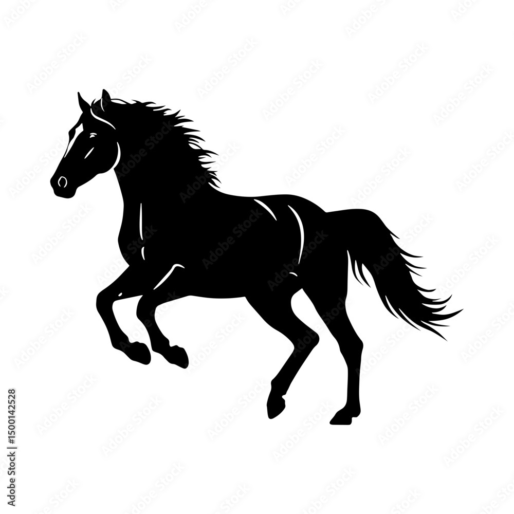 Obraz premium Running Horse Silhouette – Vector Art Design with Clean Background