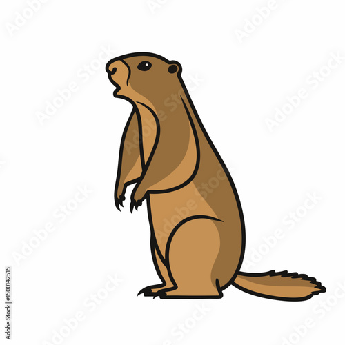 Marmot Standing on Hind Legs. Vector image