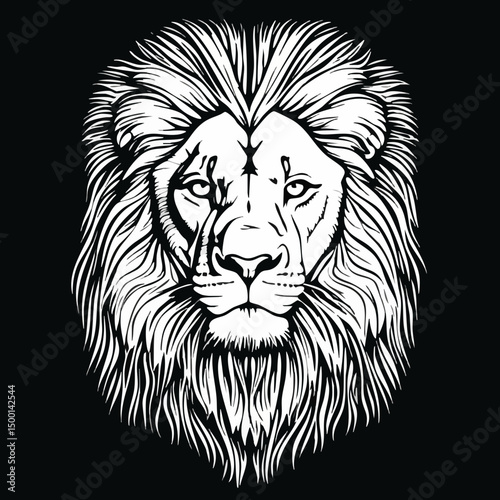Lions Head Monochrome Vector Illustration. Vector image