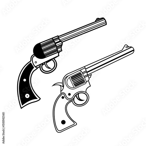 Set of Pistol Silhouettes – Vector Gun Icons Collection